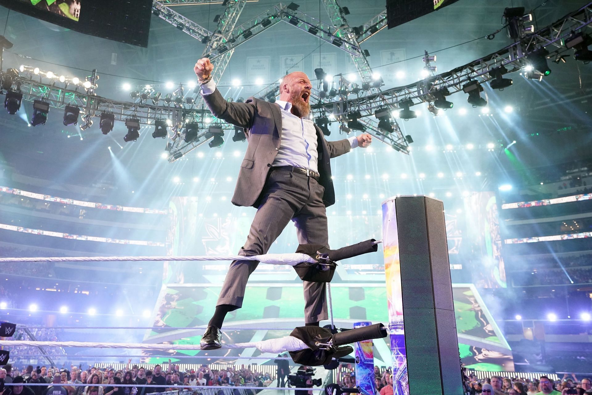 Triple H officially left his boots in the ring at WrestleMania 38 to signal his retirement